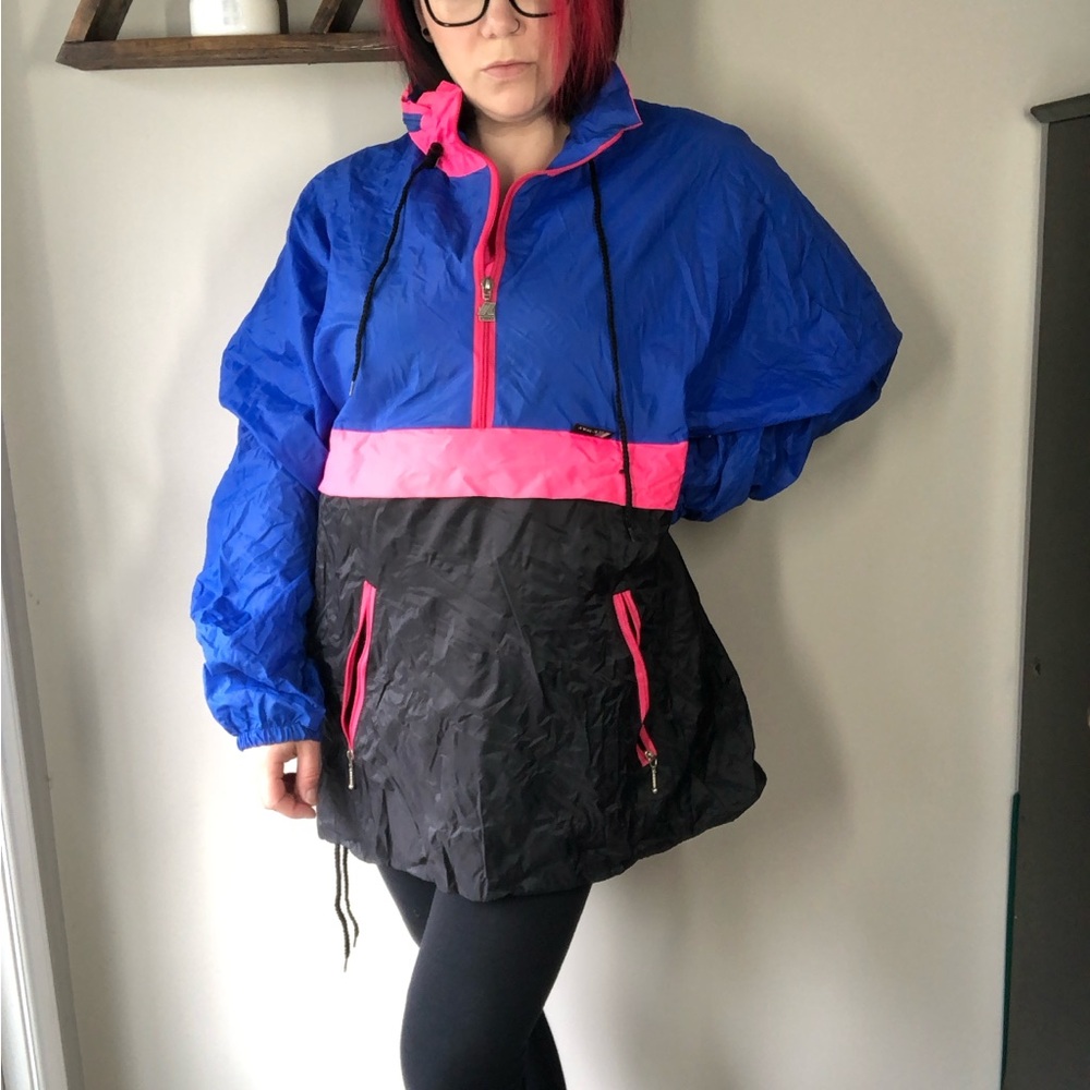 Vintage K‑Way Packable Windbreaker – 80s Colorblock Fanny Pack Jacket | Size XL